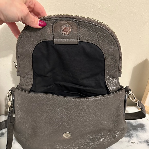 Marc By Marc Jacobs Gray Crossbody Bag Detachable Leather Strap Silver-Tone Zip - Picture 5 of 11